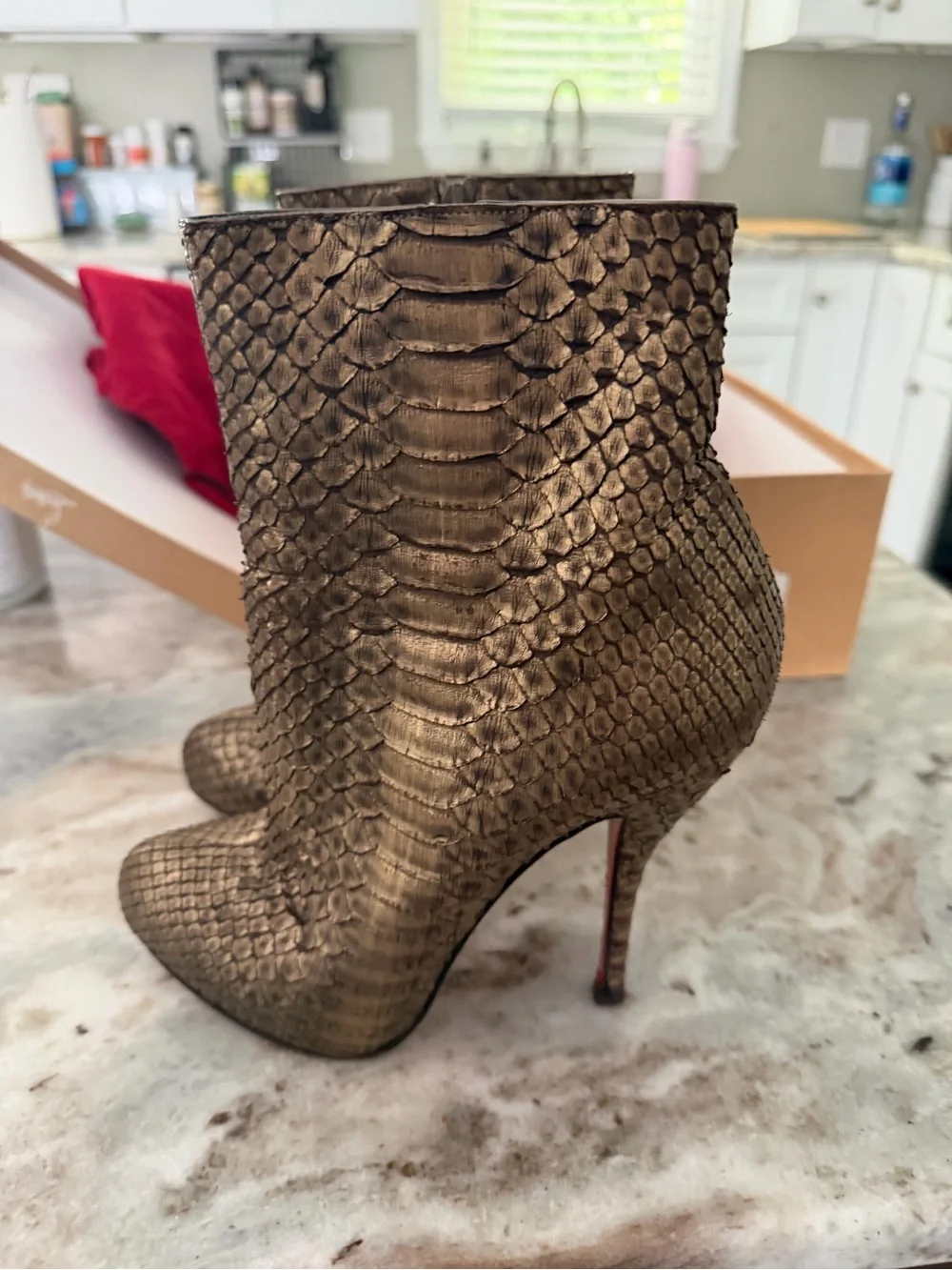 Christian Louboutin Feticha Booty Python Bronze 39.5 - Picture 2 of 8